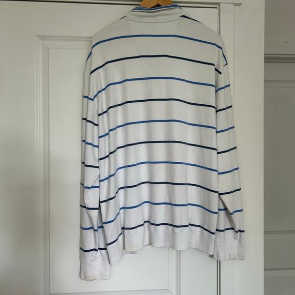Brooks Brothers Stripe 1/4 Zip Knit Sweater Mens XXL Blue White Preppy Classic - Picture 8 of 9
